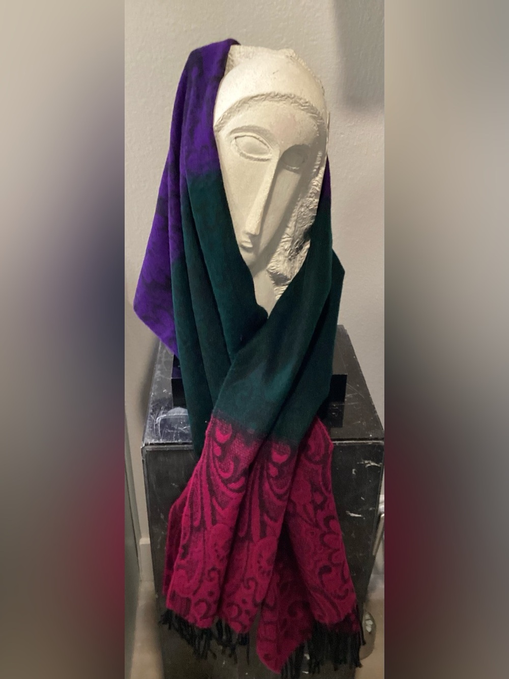 Plush Green and Magenta Patterned Oversized Ladies Wrap